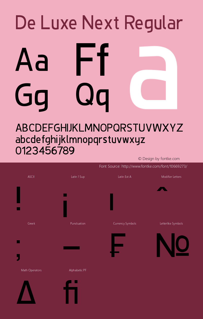 De Luxe Next Regular Version 2.0 Font Sample