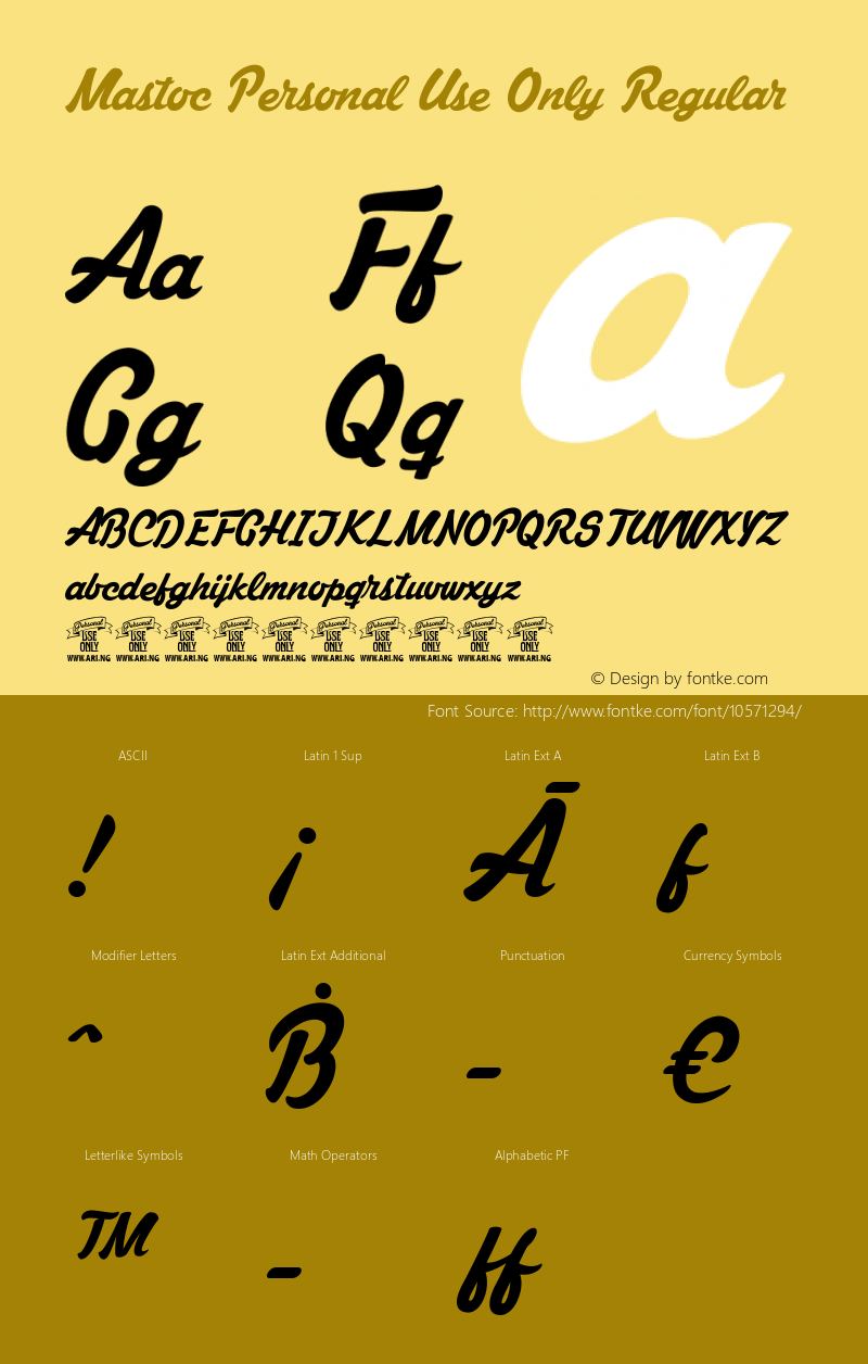 Mastoc Personal Use Only Regular Version 1.000 Font Sample