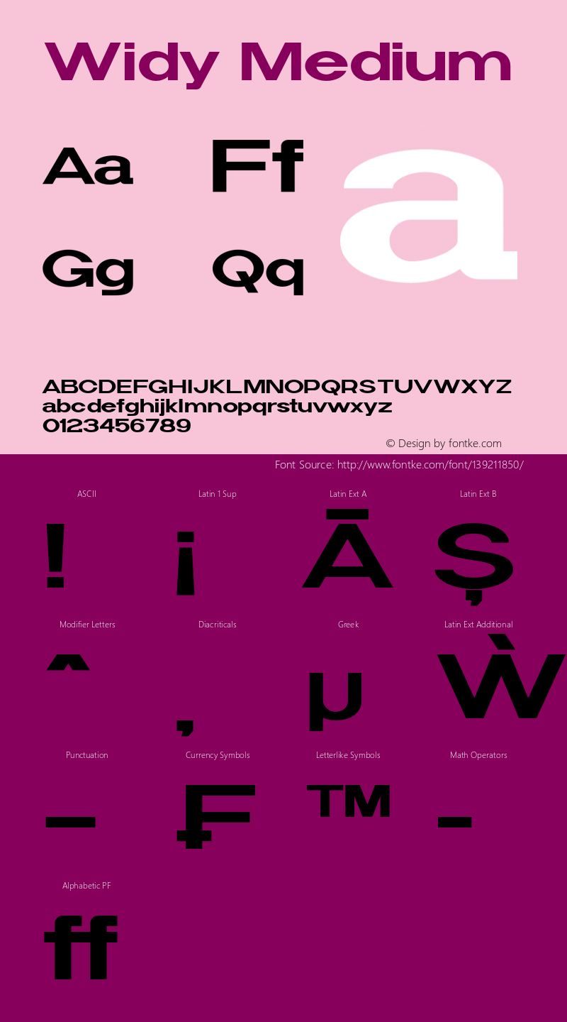 Widy-Medium Version 1.000 Font Sample