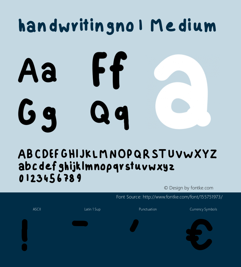 handwritingno1 Version 001.000 Font Sample