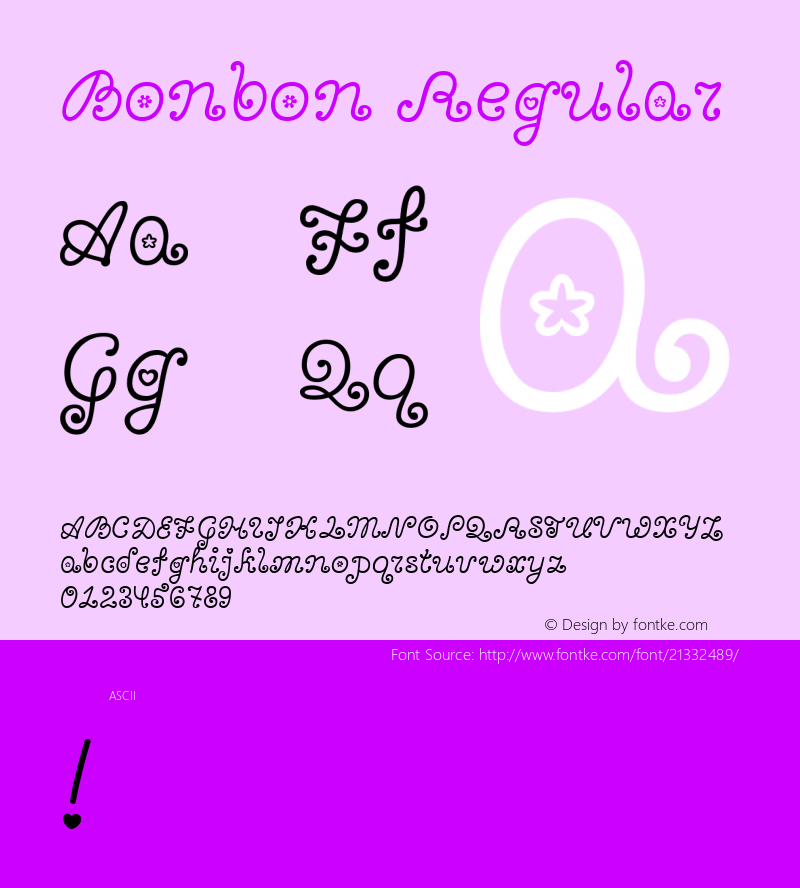 Bonbon Version 1.0 Font Sample