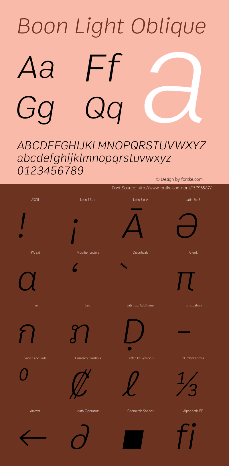 Boon Light Oblique Version 1.0 Font Sample