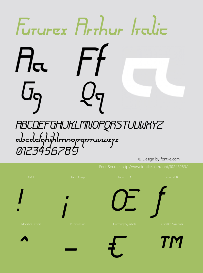 Futurex Arthur Italic Version 1.1 2009 Font Sample