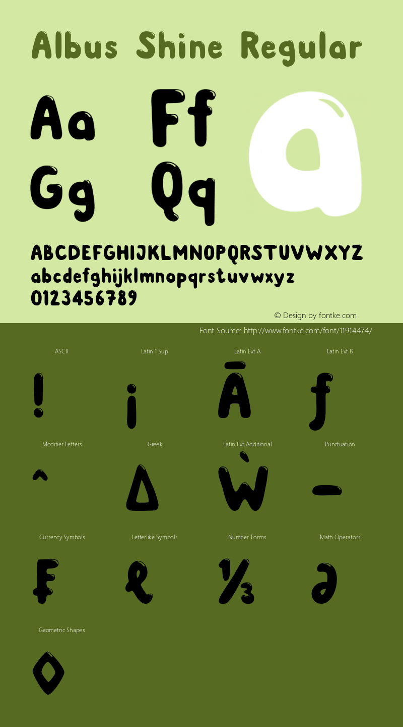 Albus Shine Regular Version 1.000 Font Sample