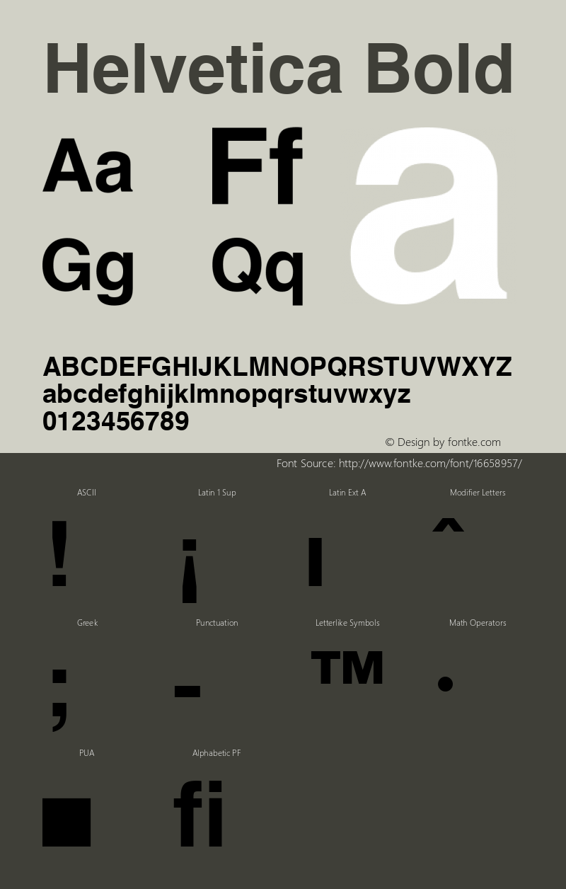 Helvetica Bold 1.0 Font Sample