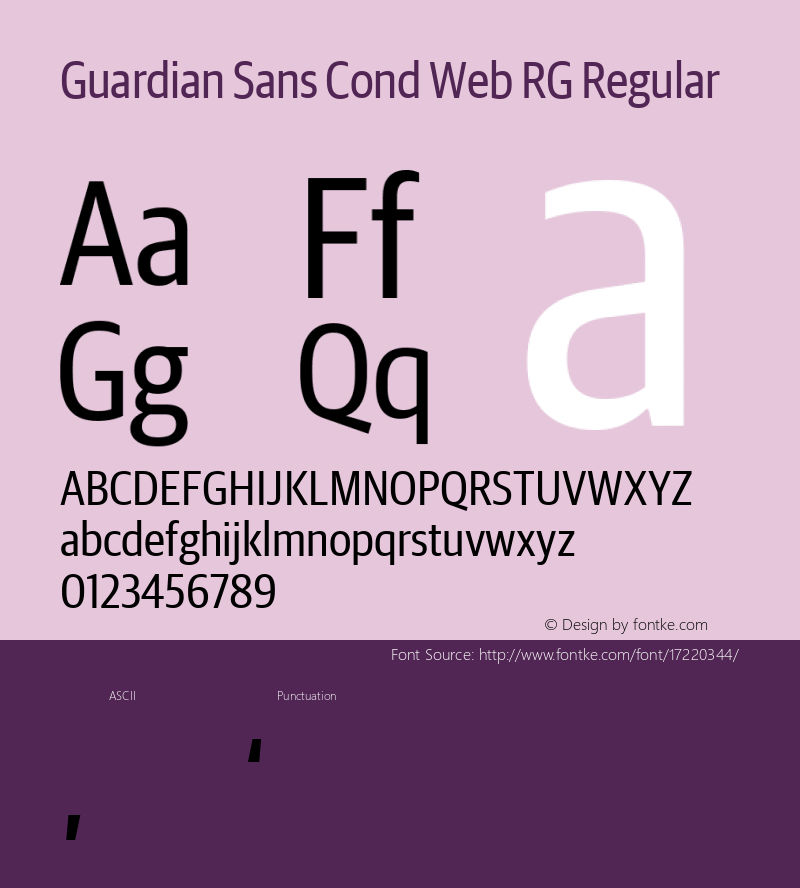 Guardian Sans Cond Web RG Regular Version 1.1 2012 Font Sample