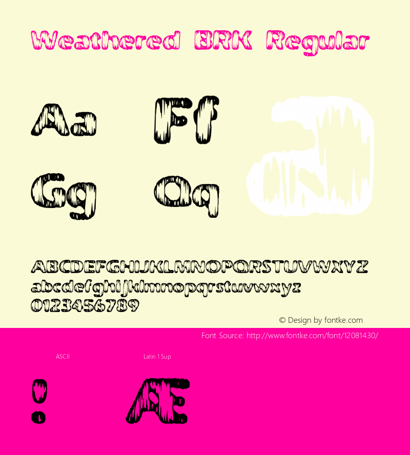 Weathered BRK Regular Version 2.22 Font Sample