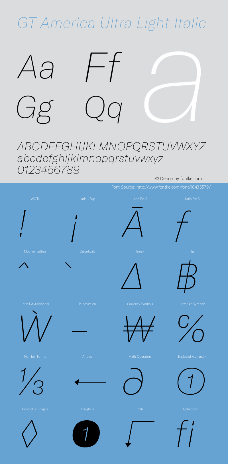 GT America Ultra Light Italic Version 4.001;PS 004.001;hotconv 1.0.88;makeotf.lib2.5.64775 Font Sample