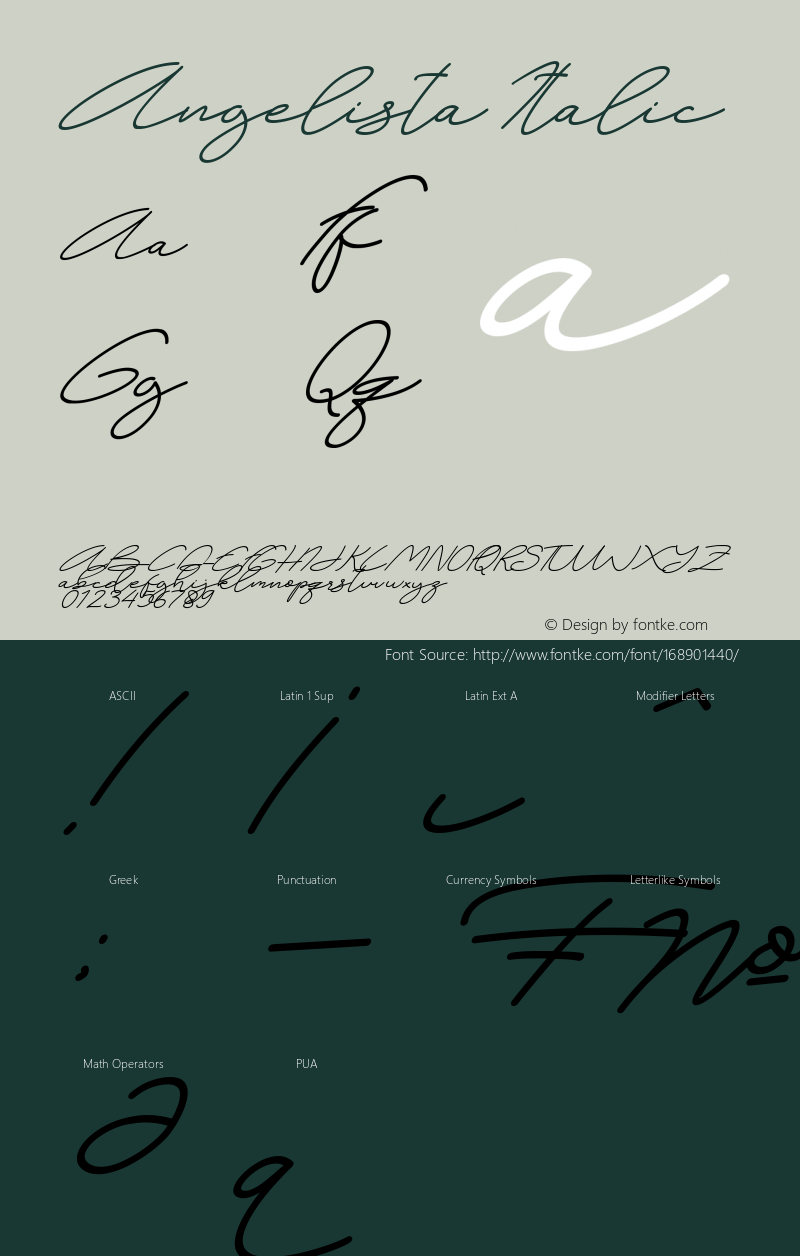 Angelista Italic Version 1.00;May 27, 2021;FontCreator 11.5.0.2430 64-bit图片样张