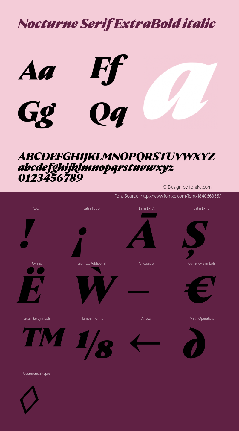 Nocturne Serif ExtraBold italic Version 1.000;PS 001.000;hotconv 1.0.88;makeotf.lib2.5.64775图片样张