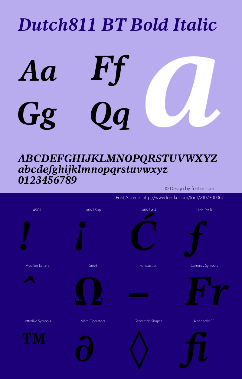 Dutch811 BT Bold Italic Version 1.01 emb4-OT图片样张