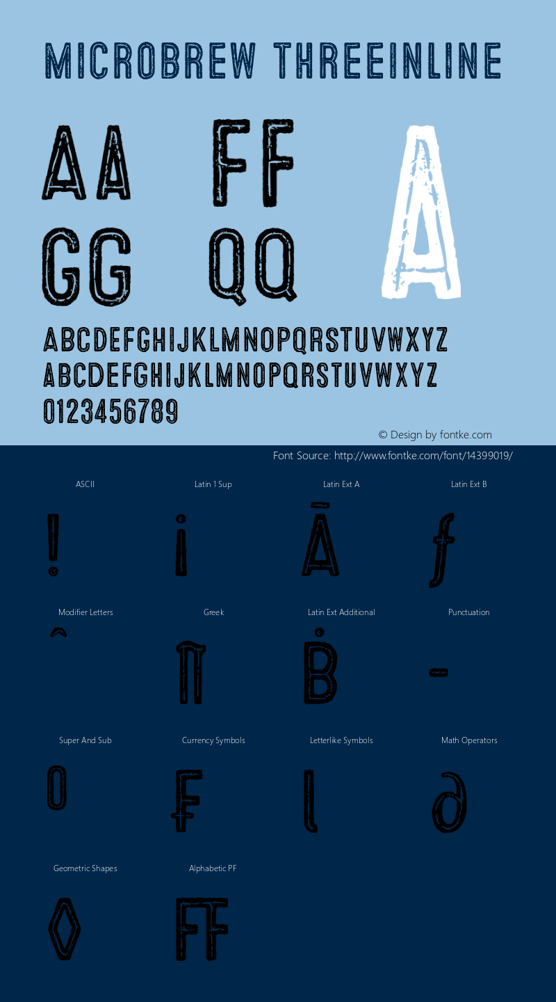 Microbrew ThreeInline Version 1.000 Font Sample