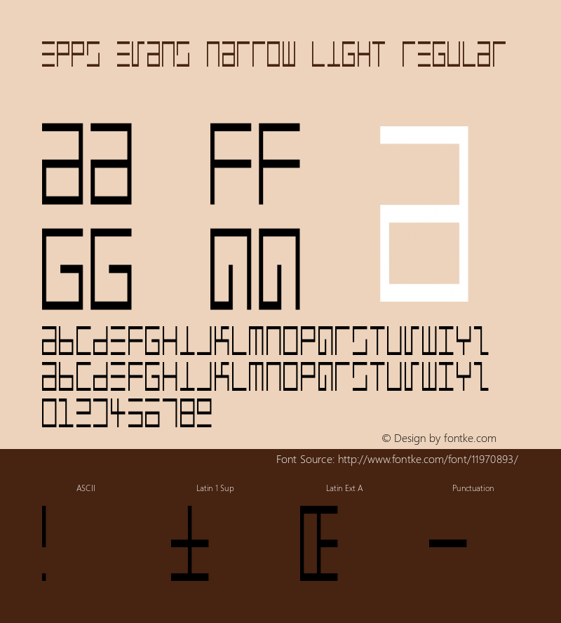 Epps Evans Narrow Light Regular Macromedia Fontographer 4.1.3 4/3/97 Font Sample