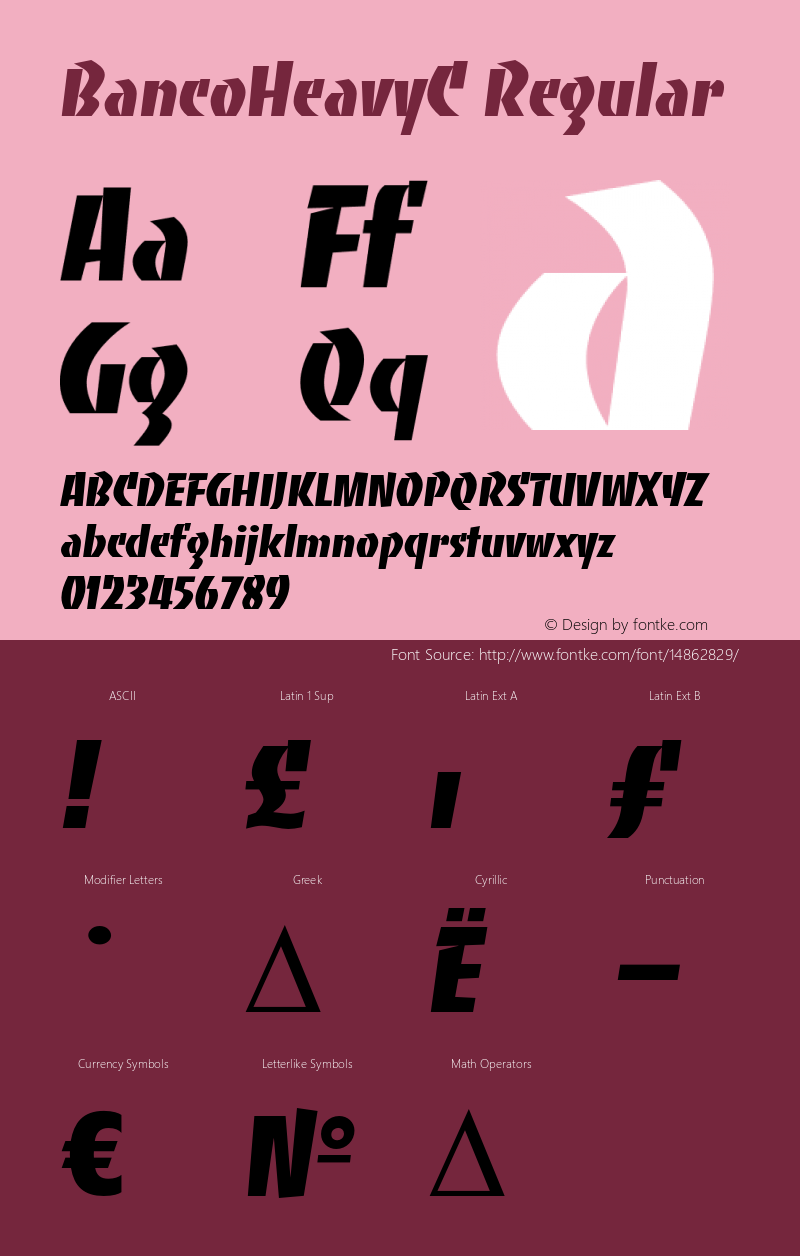 BancoHeavyC Regular OTF 1.0;PS 001.000;Core 116;AOCW 1.0 161 Font Sample