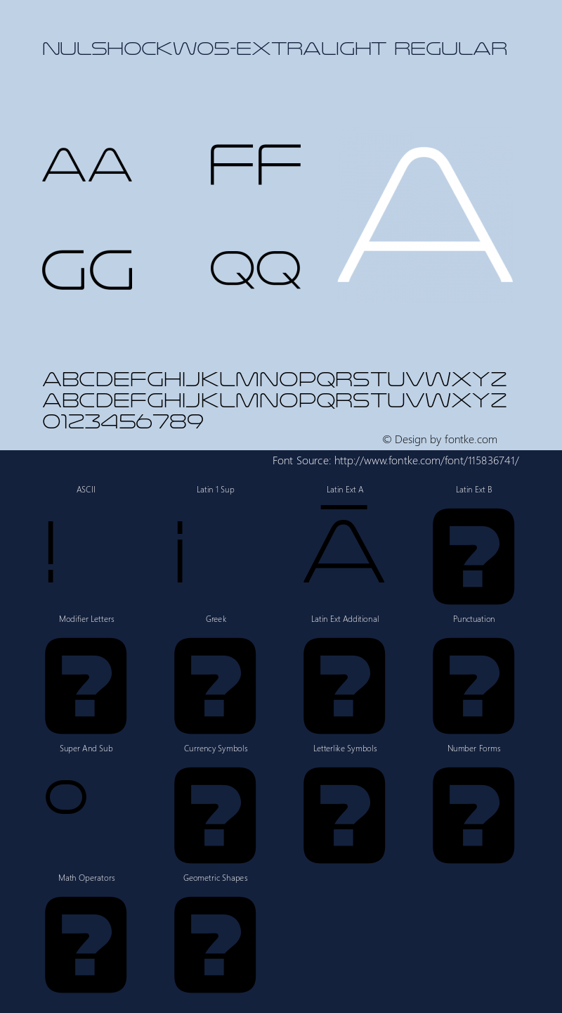 Nulshock W05 ExtraLight Version 1.00 Font Sample