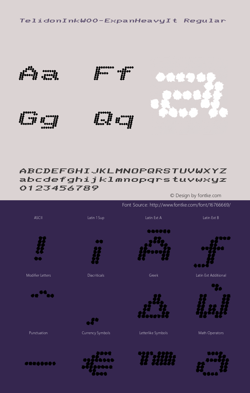 TelidonInkW00-ExpanHeavyIt Regular Version 3.00 Font Sample