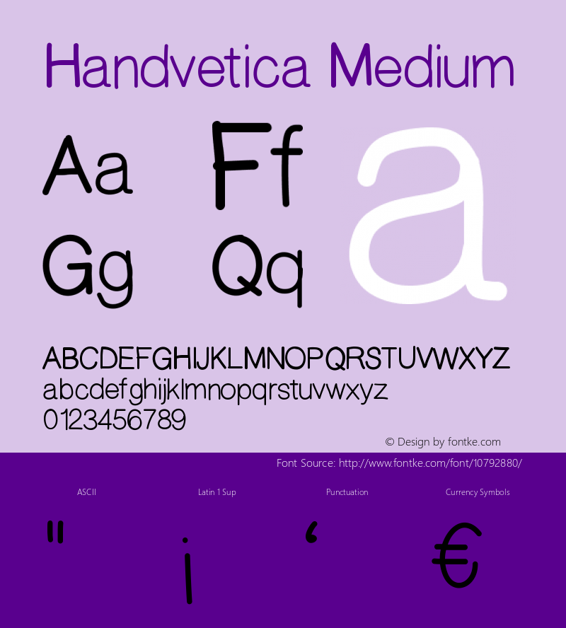 Handvetica Medium Version 001.000 Font Sample