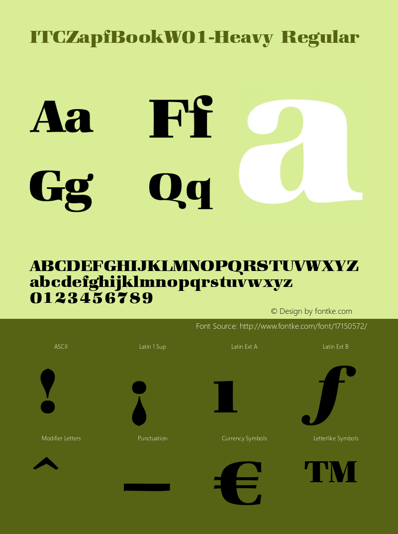 ITCZapfBookW01-Heavy Regular Version 1.00 Font Sample