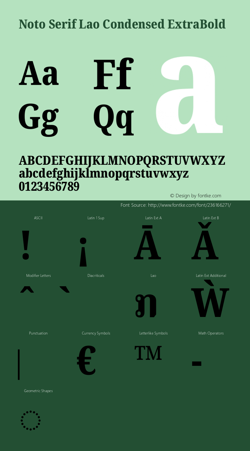 Noto Serif Lao Condensed ExtraBold Version 2.002图片样张