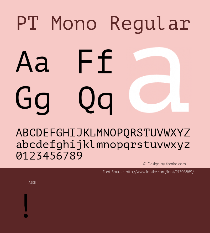 PT Mono Regular  Font Sample