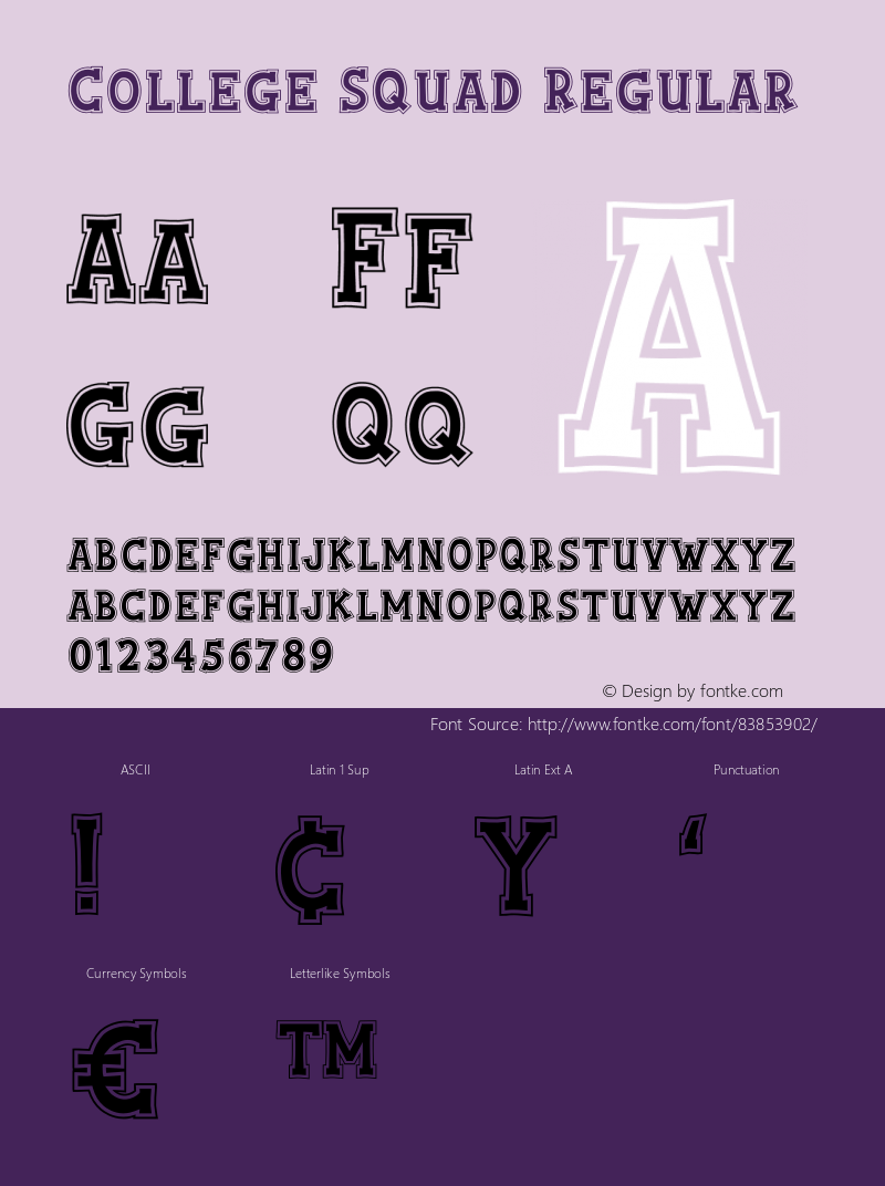 College Squad Version 1.00 Font Sample