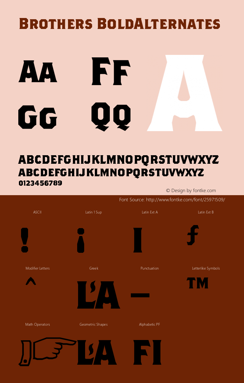 BrothersBoldAlternates Version 001.000 Font Sample