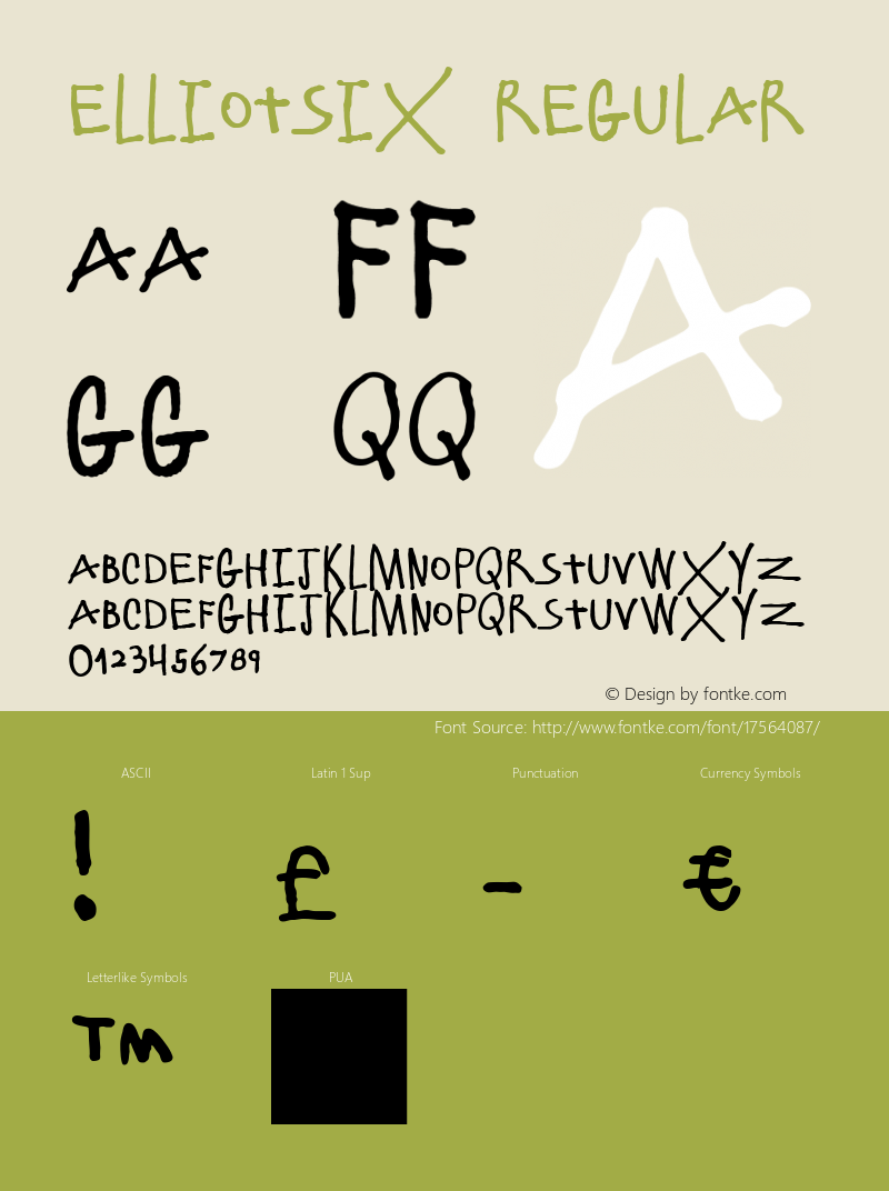 ElliotSix Regular 1.000 Font Sample