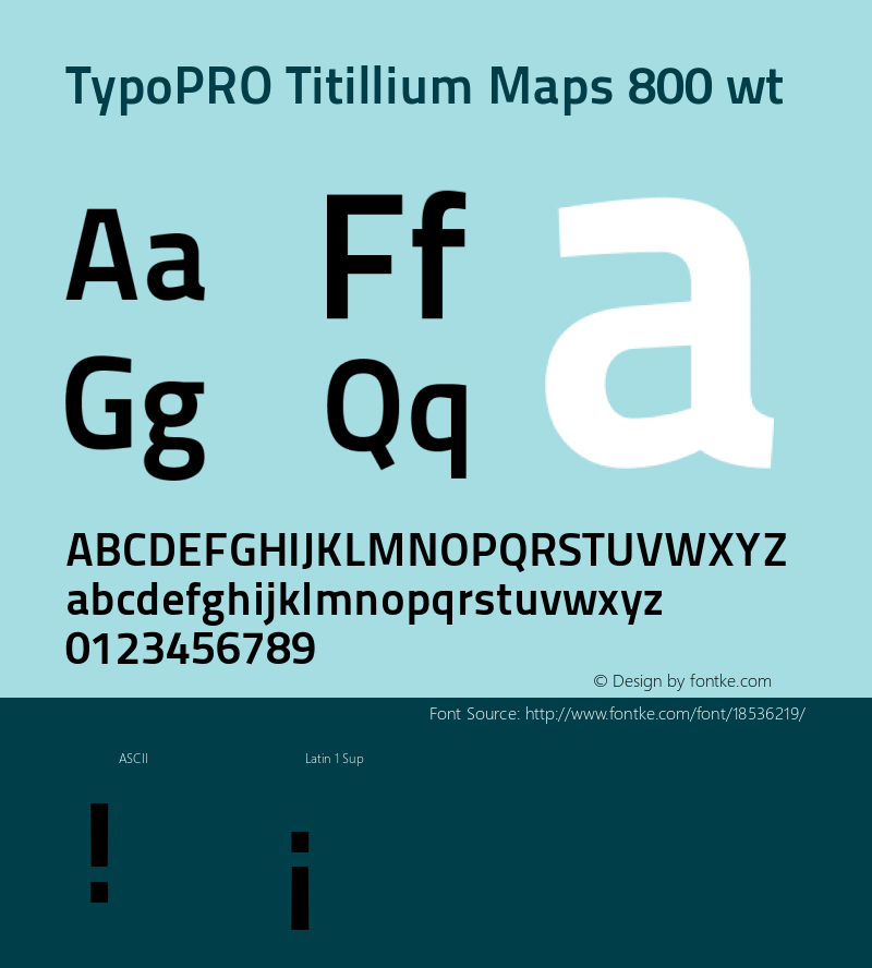 TypoPRO Titillium Maps 800 wt Version 001.001 Font Sample