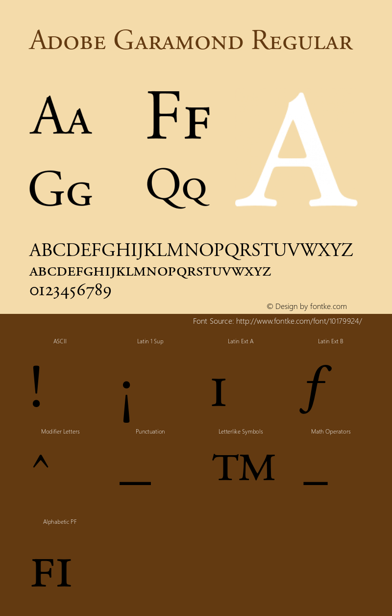 Adobe Garamond Regular 001.003 Font Sample