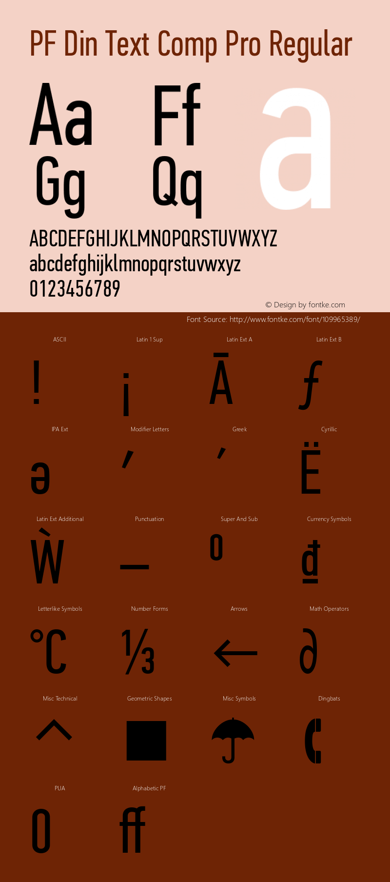 PFDinTextCompPro-Regular Version 2.005 2005; ttfautohint (v1.6) Font Sample