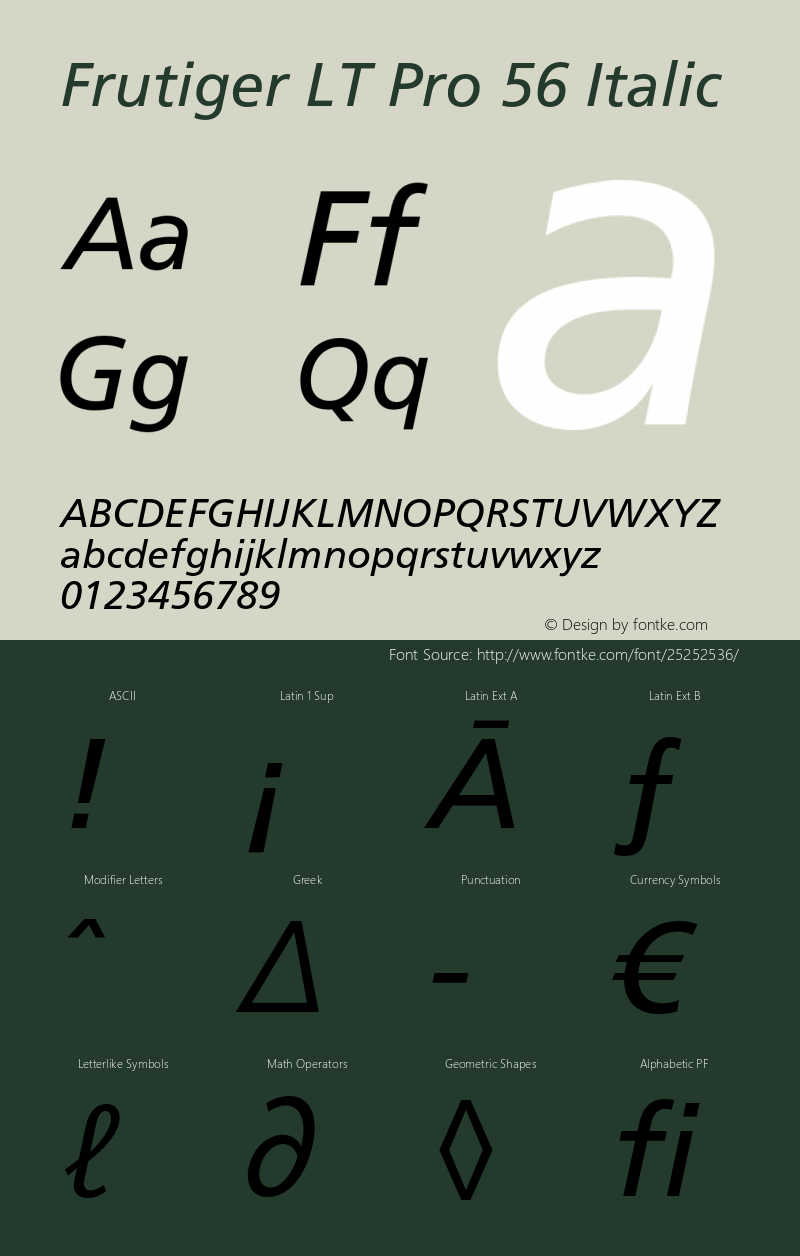 FrutigerLTPro-Italic Version 1.000;PS 001.000;hotconv 1.0.38 Font Sample