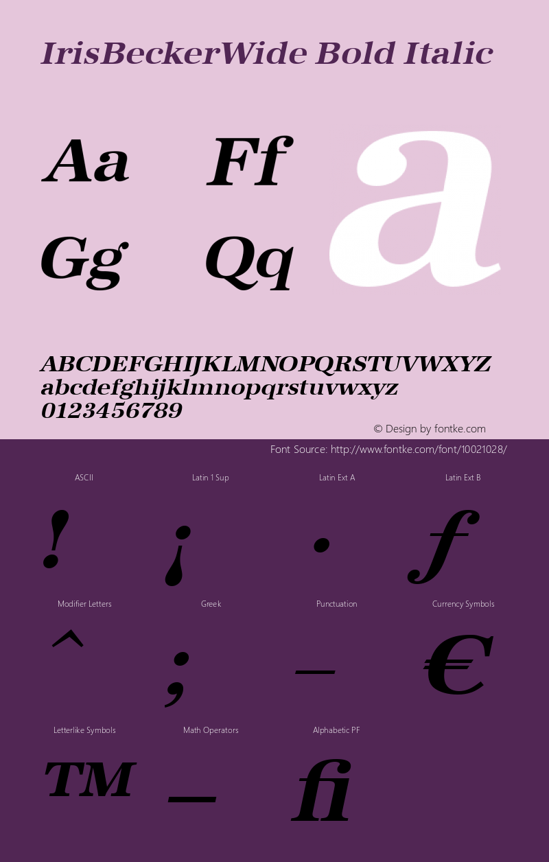 IrisBeckerWide Bold Italic 001.000 Font Sample