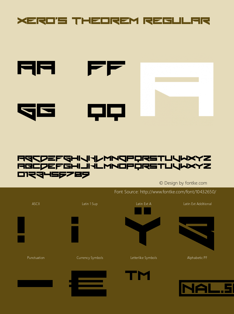 Xero's Theorem Regular Version 1.0 Font Sample