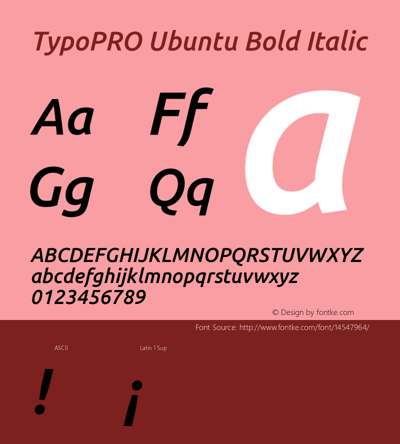 TypoPRO Ubuntu Bold Italic Version 0.80 Font Sample