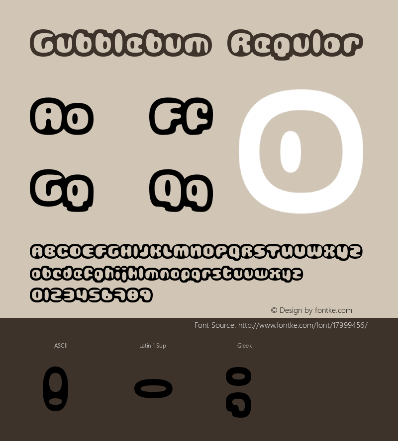 Gubblebum Regular Version 1.000 2007 initial release Font Sample