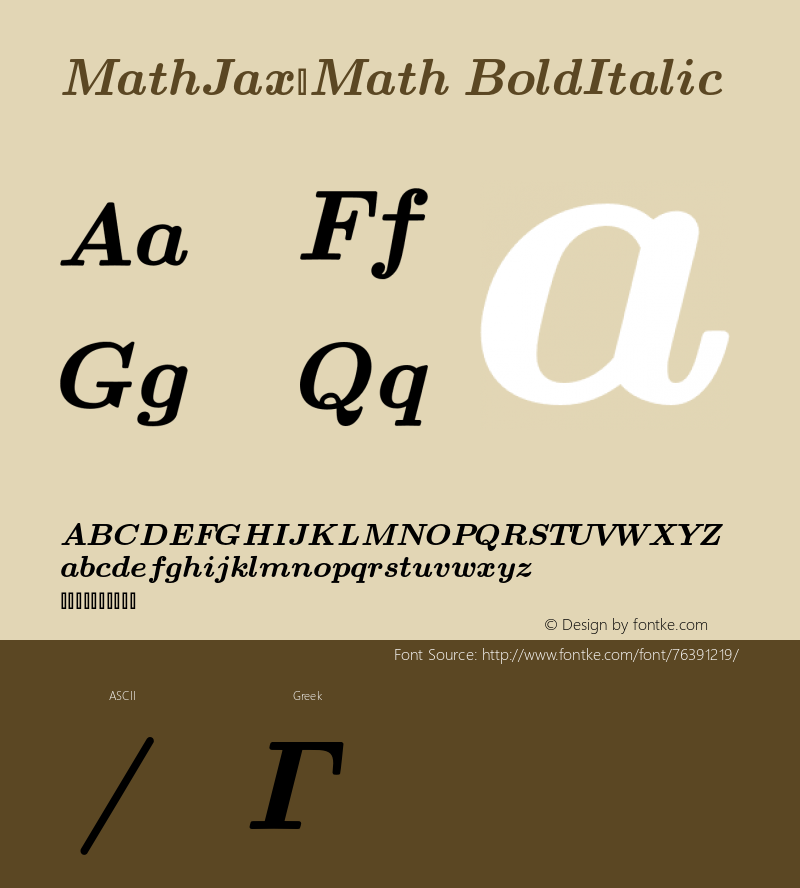 MathJax_Math-BoldItalic Version 1.1 Font Sample