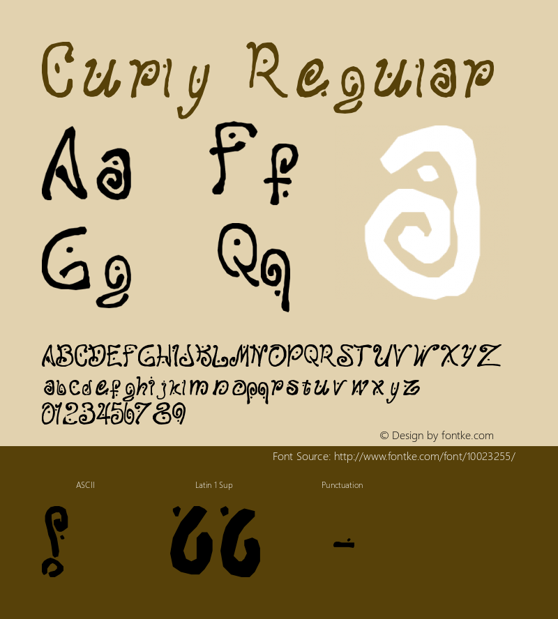 Curly Regular Macromedia Fontographer 4.1 21/10/99 Font Sample