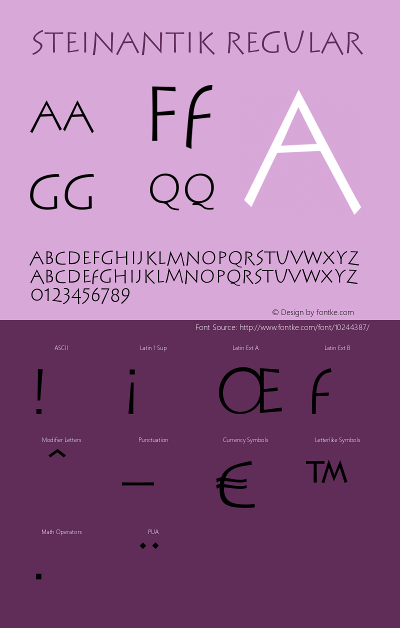 SteinAntik Regular 1.0 2003-10-08 Font Sample