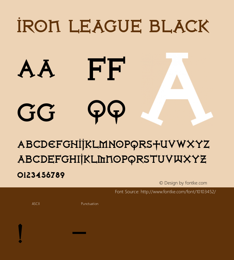 Iron League Black Macromedia Fontographer 4.1 2002.04.02. Font Sample