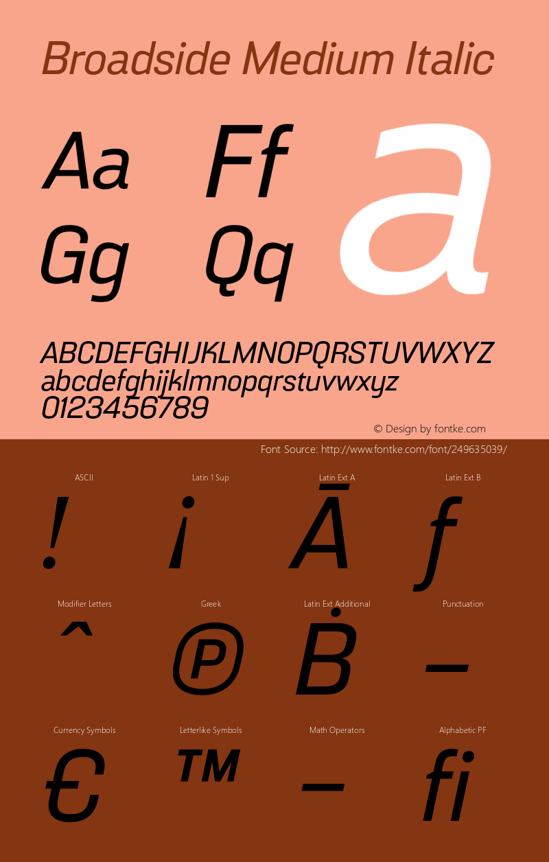 Broadside Medium Italic Version 6.000;PS 006.000;hotconv 1.0.88;makeotf.lib2.5.64775图片样张
