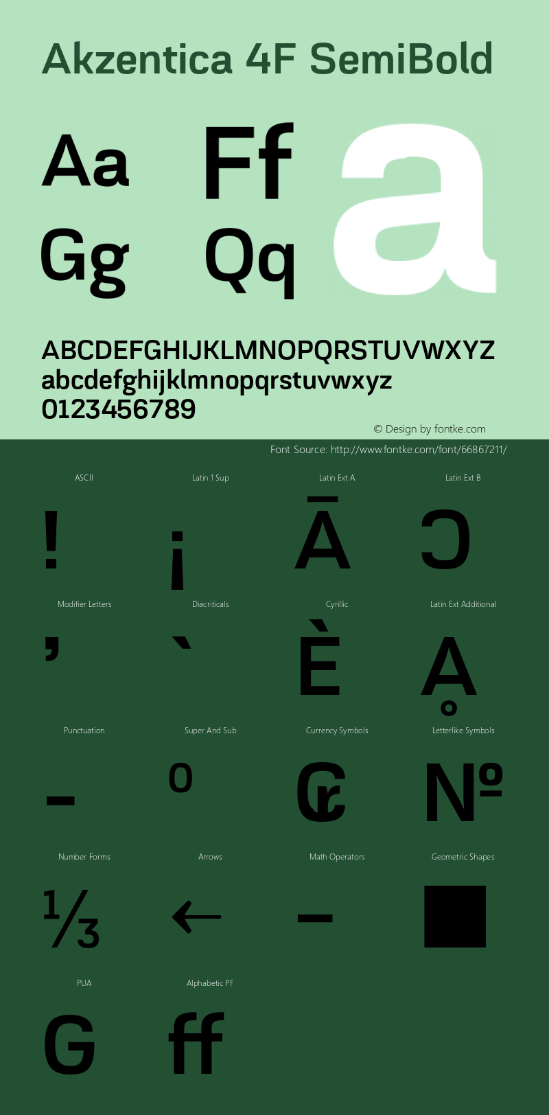 Akzentica4FSemiBold 1.0 Font Sample