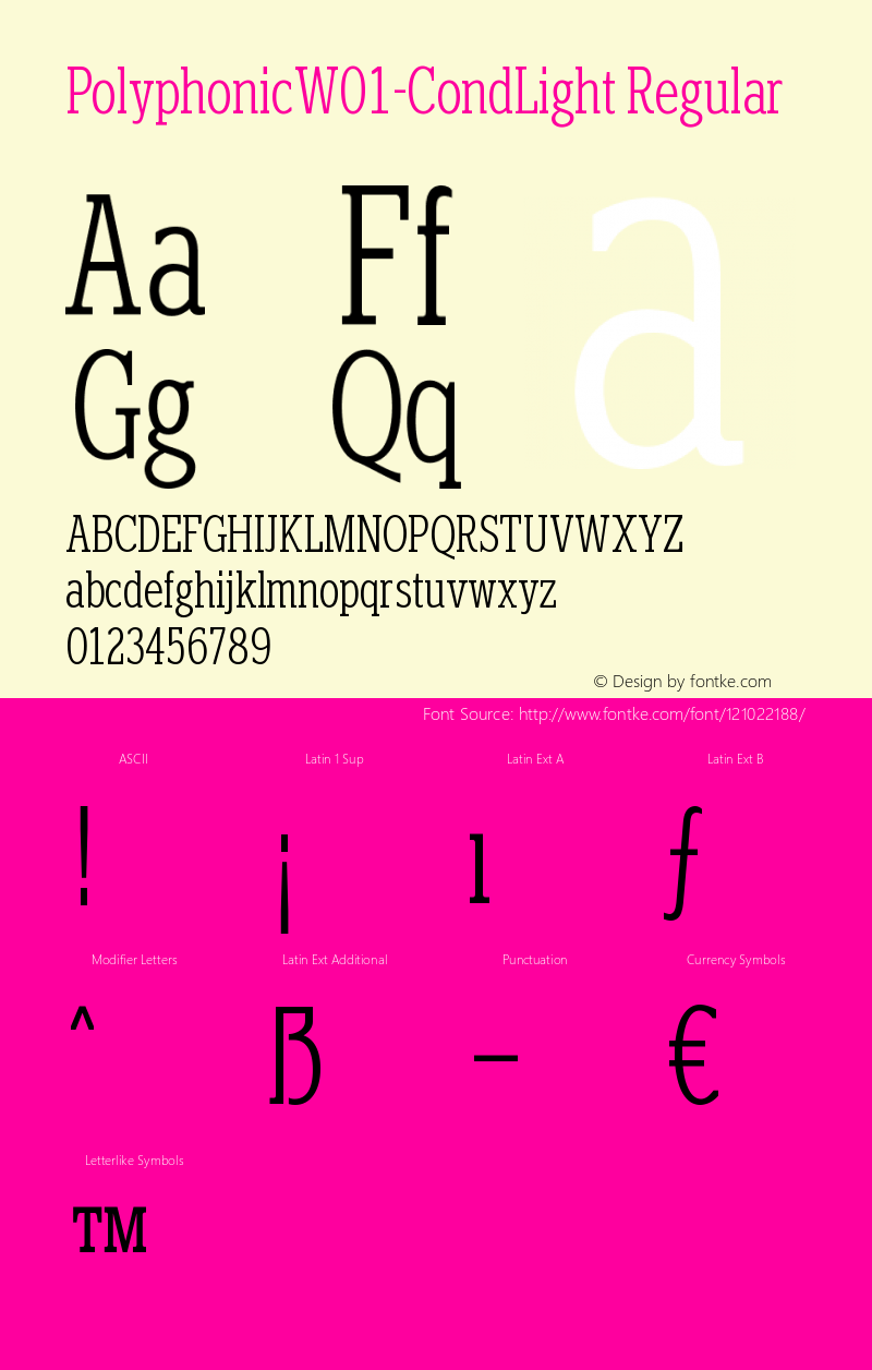 Polyphonic W01 Condensed Light Version 1.00 Font Sample