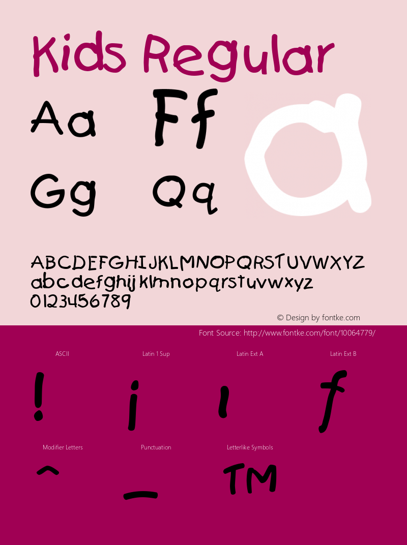 Kids Regular 001.003 Font Sample