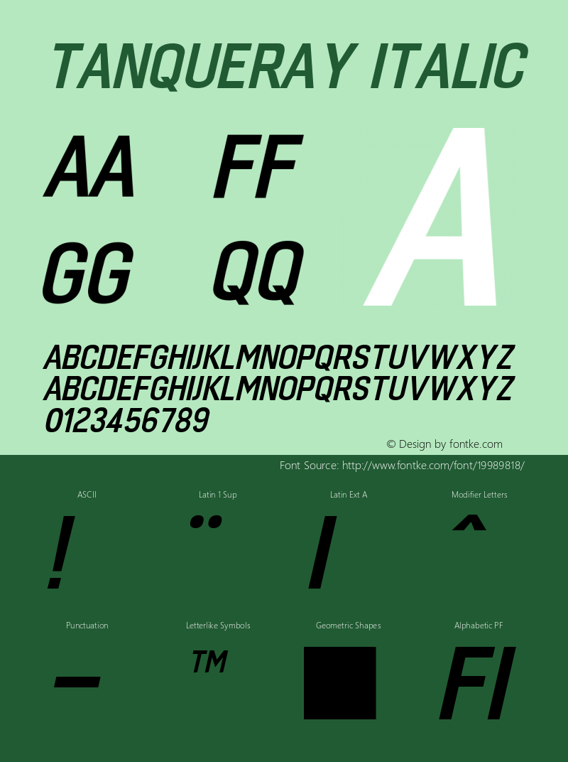 Tanqueray-Italic Version 1.901 Font Sample