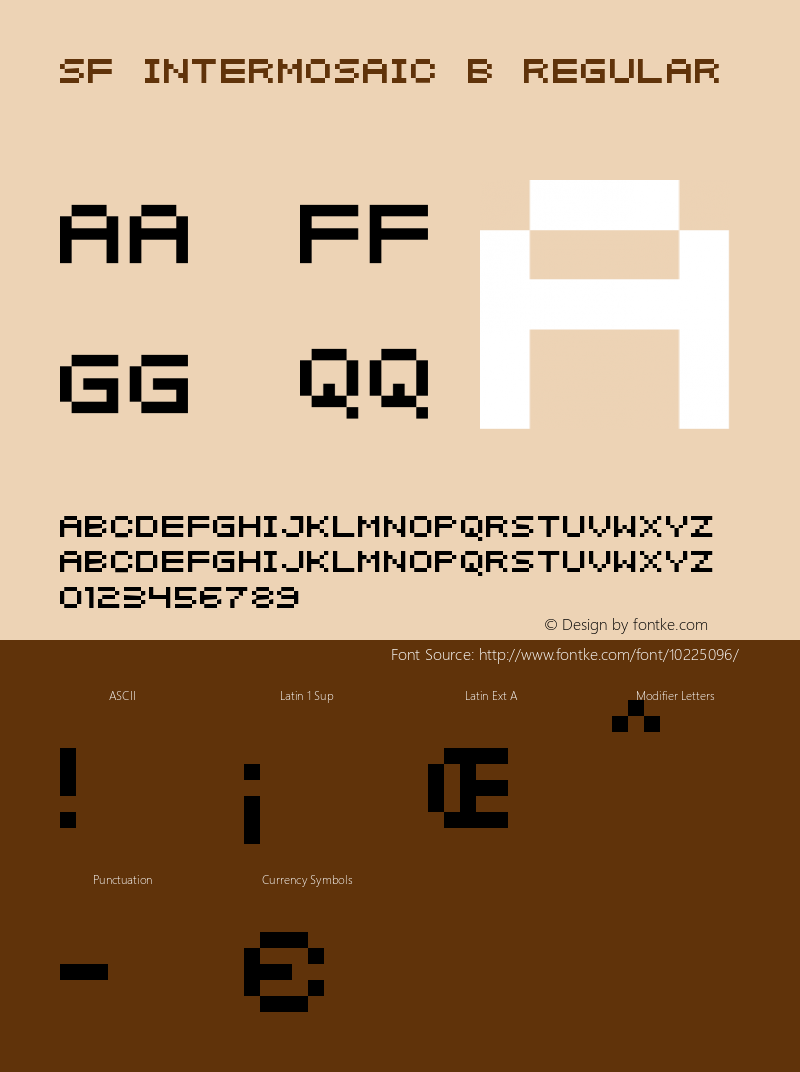 SF Intermosaic B Regular Version 1.1 Font Sample