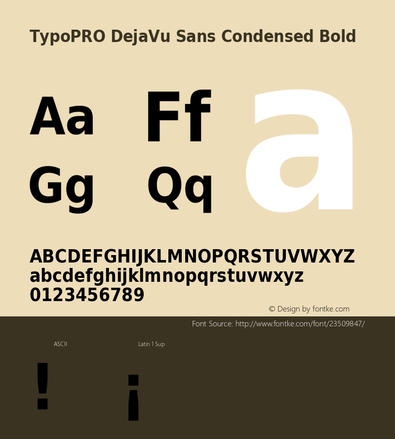 TypoPRO DejaVu Sans Condensed Bold Version 2.37 Font Sample