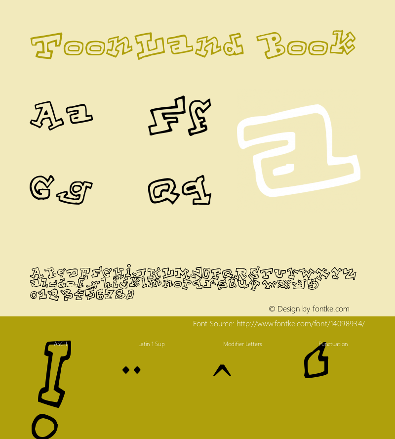 ToonLand Book Version 1.00 July 28, 2010, Font Sample