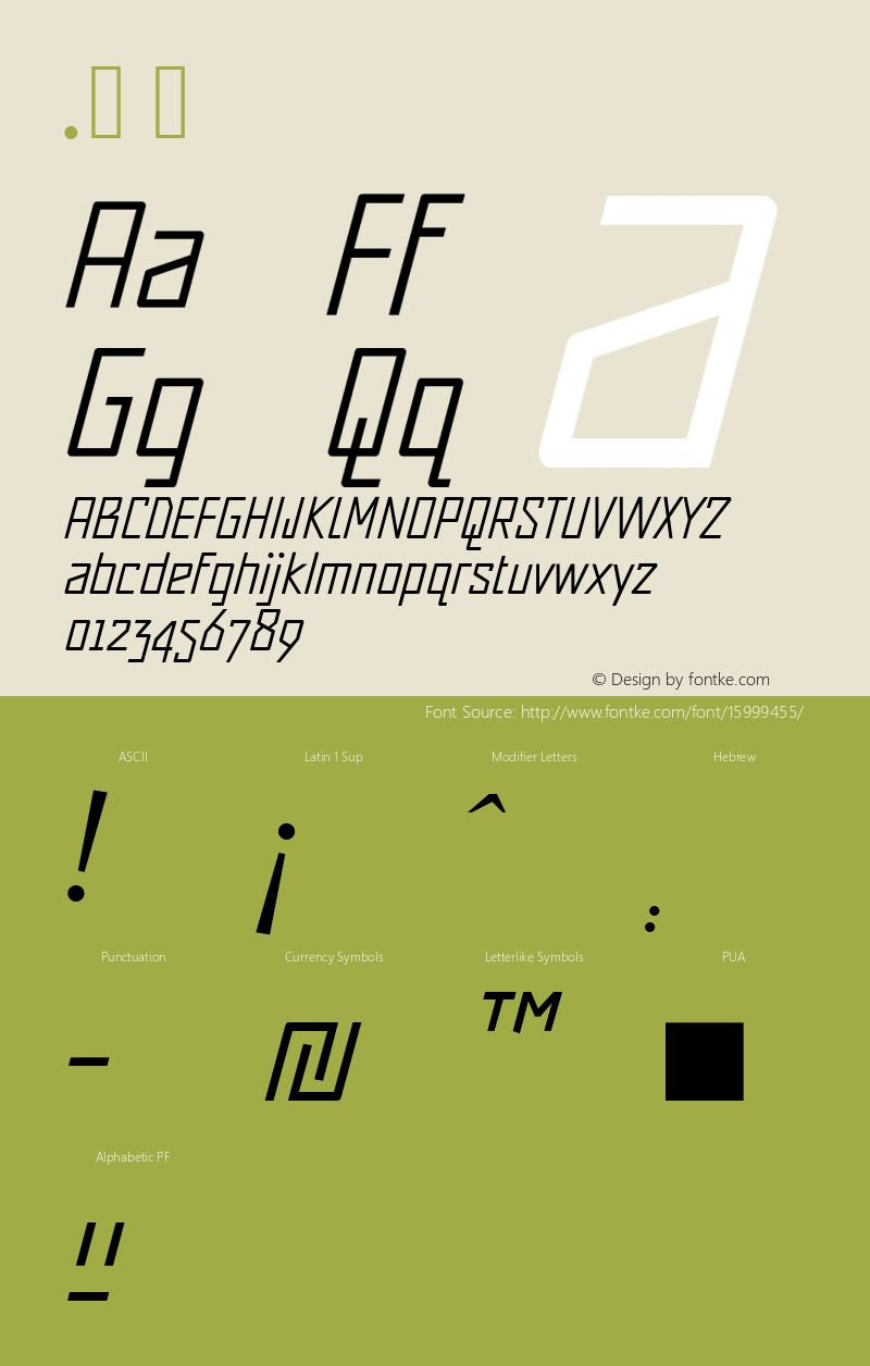 .  Version 1.000 2011 initial release Font Sample