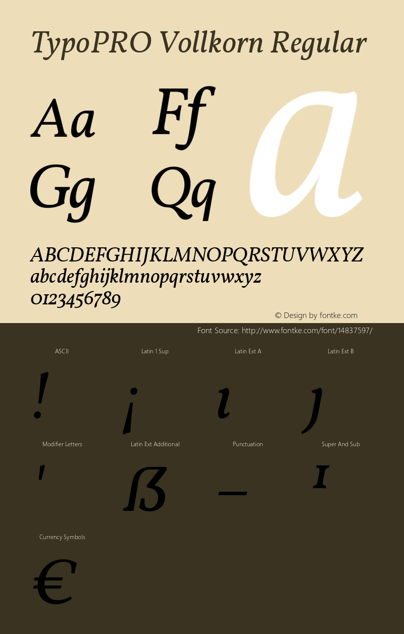 TypoPRO Vollkorn Regular Version 2.001 Font Sample