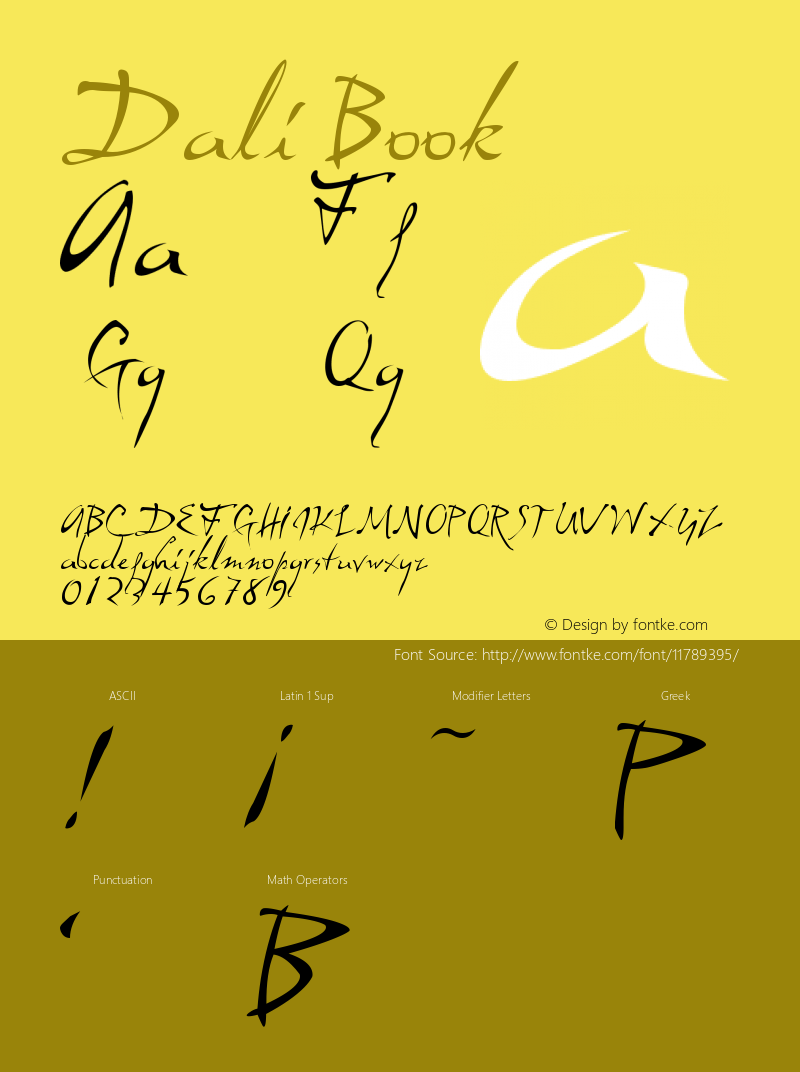 Dali Book Version Macromedia Fontograp Font Sample